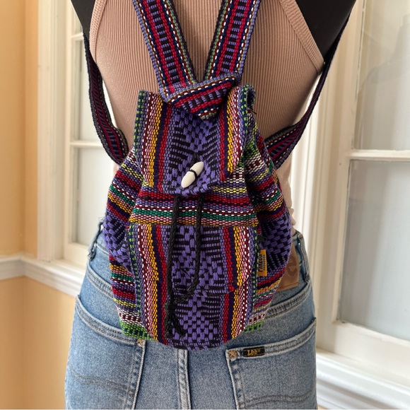 Pinzon Mexican woven mini backpack purple multi - Picture 3 of 14